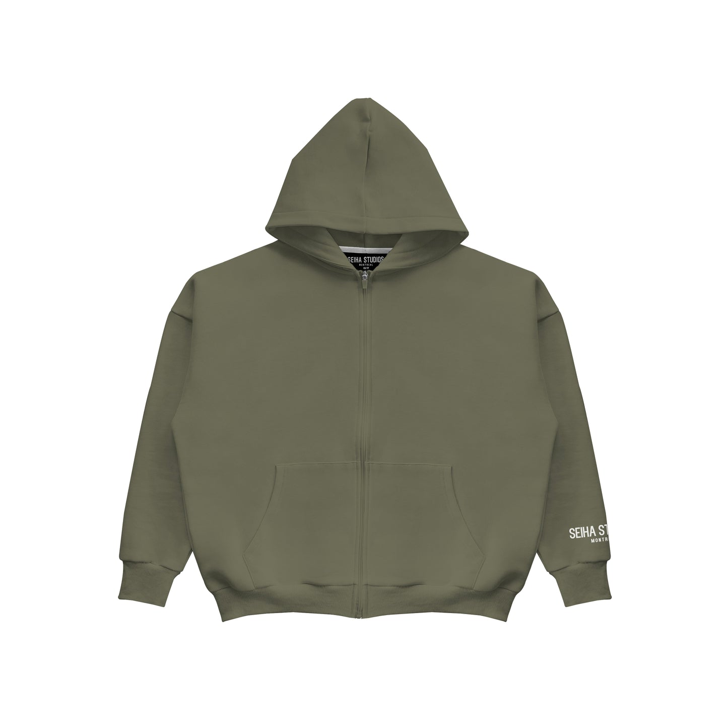 Oversized Zip Hoodie - Khaki Green