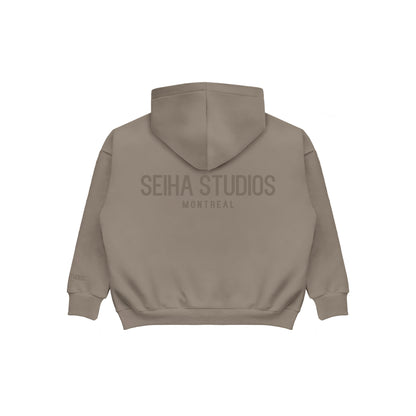 Oversized Zip Hoodie - Beige
