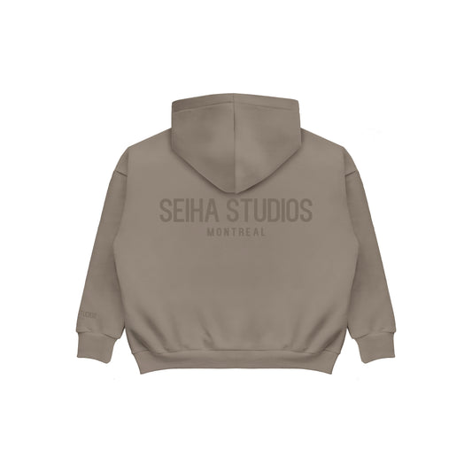 Oversized Zip Hoodie - Beige