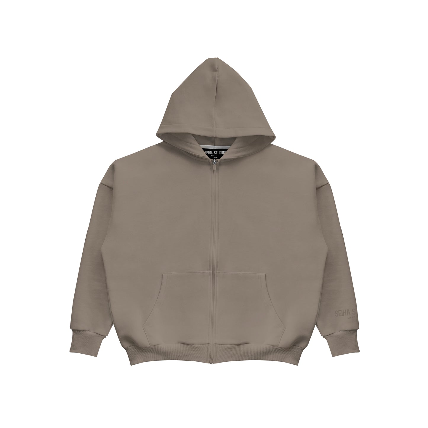 Oversized Zip Hoodie - Beige