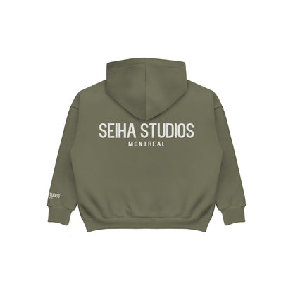 Oversized Zip Hoodie - Khaki Green