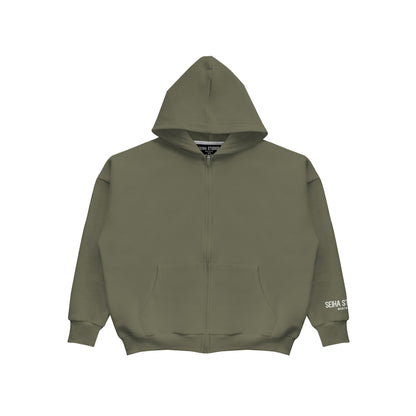 Oversized Zip Hoodie - Khaki Green